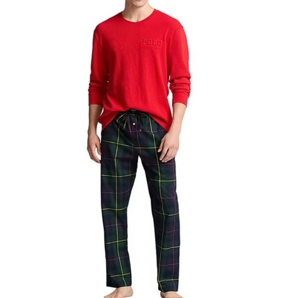 POLO Ralph Lauren Crewneck Waffle-Knit Sleep Shirt Red Size Medium NWT - Picture 3 of 14